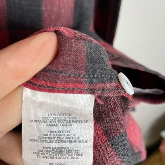 J. Crew Slim Fit Buffalo Check Plaid Long Sleeve L Red Black Pocket Button Large - Picture 4 of 7